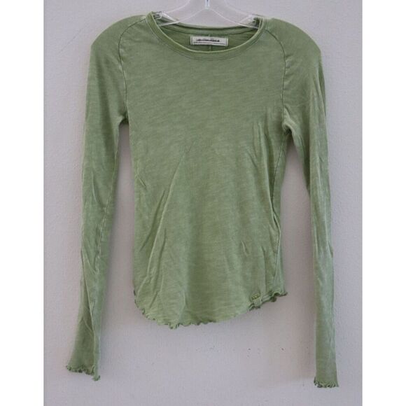 We The Free x Free People OB1593368 Women Sz XS Green Be My Baby Long Sleeve Top - Picture 1 of 8